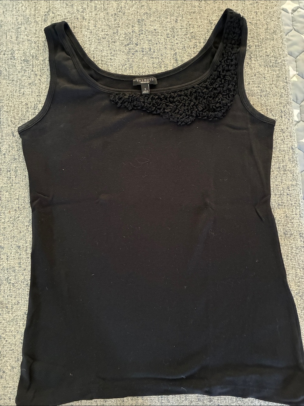Talbots Black Sleeveless Tank with Textured Neckline